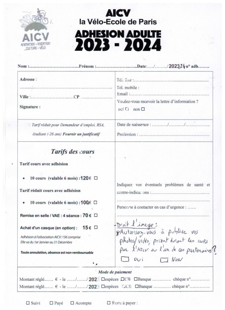 Fiche Inscription Adultes Aicv